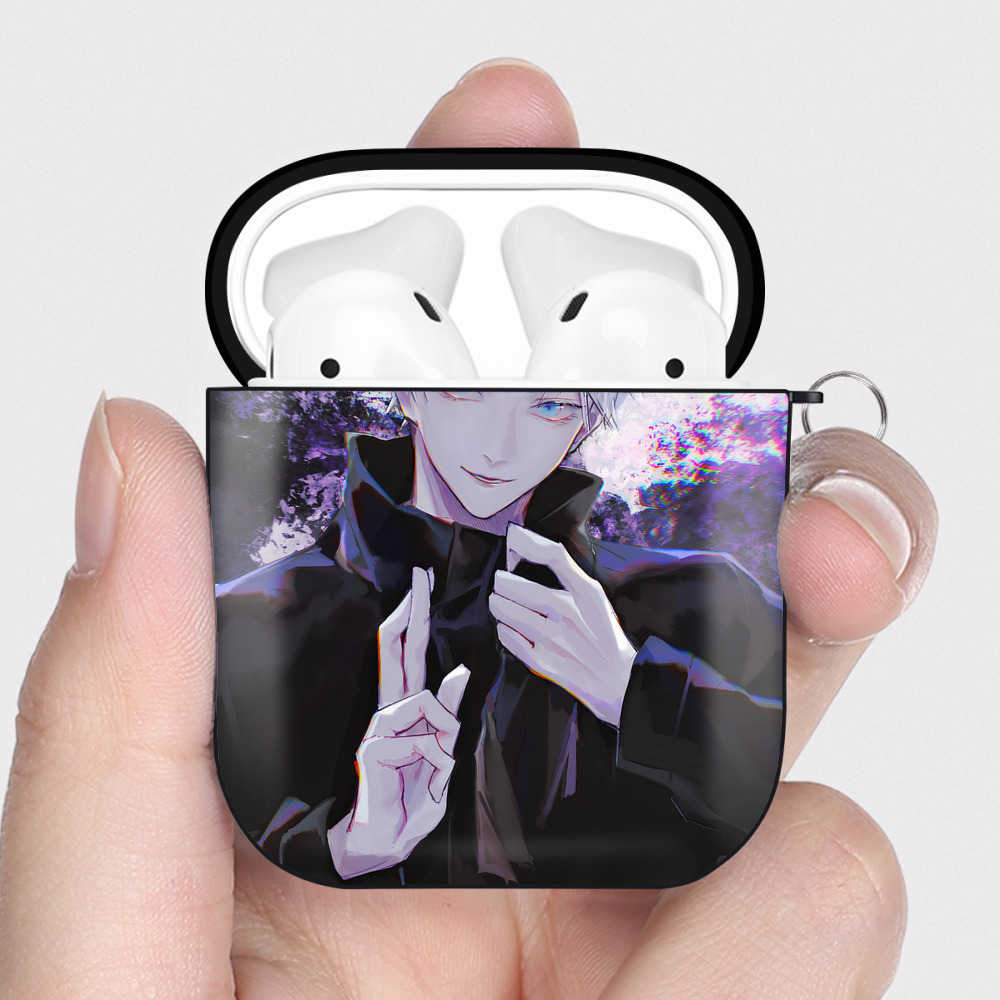 （画像用） 呪術廻戦 Jujutsu Kaisen AirPods 第2世代保護ケース ハードシェル ブラック 耐衝撃・防指紋・カラビナ付き