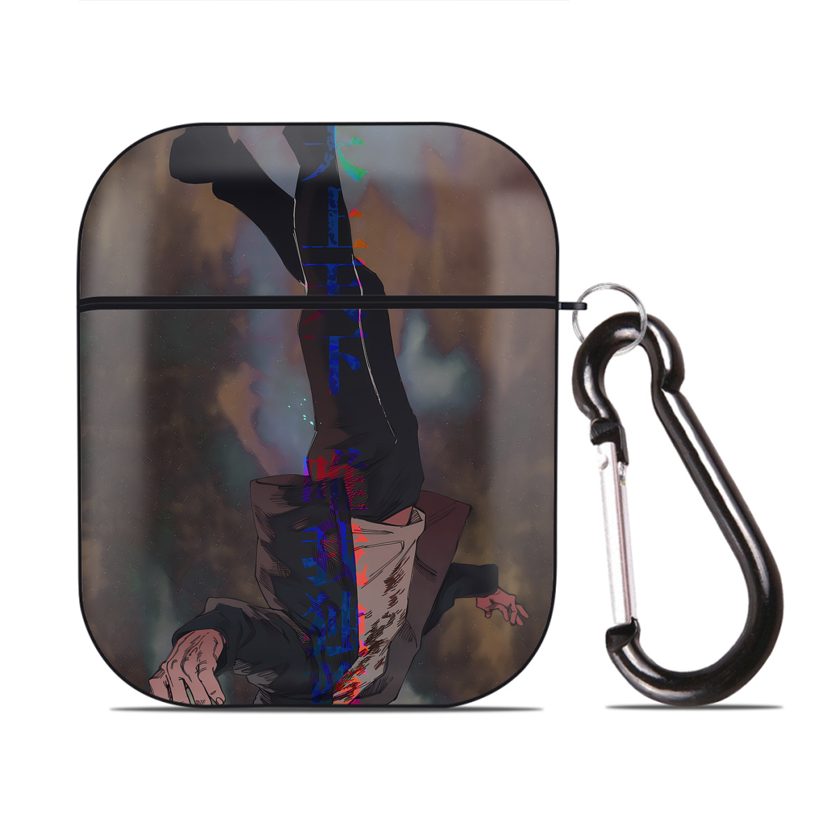 （画像用） 呪術廻戦 Jujutsu Kaisen AirPods 第2世代保護ケース ハードシェル ブラック 耐衝撃・防指紋・カラビナ付き