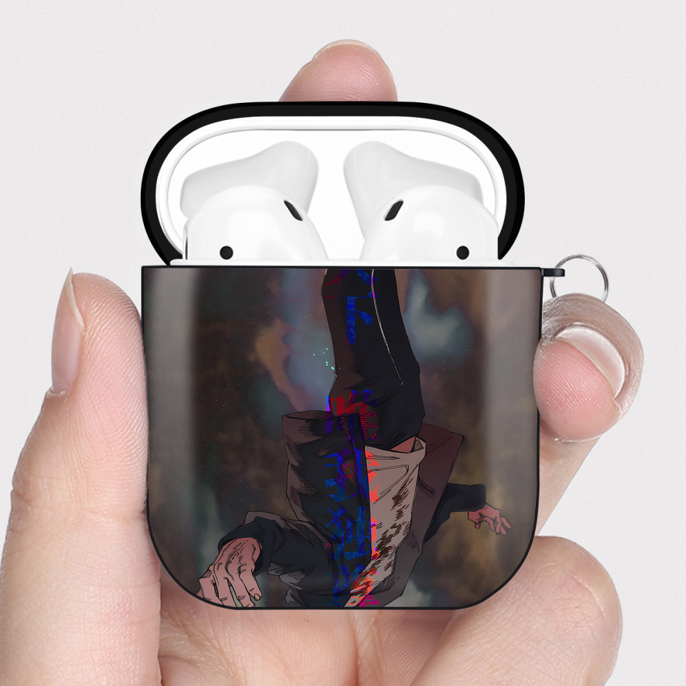 （画像用） 呪術廻戦 Jujutsu Kaisen AirPods 第2世代保護ケース ハードシェル ブラック 耐衝撃・防指紋・カラビナ付き