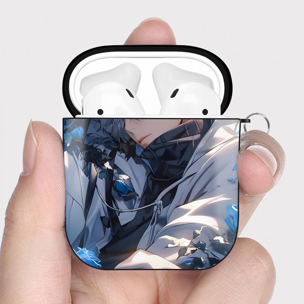 （画像用） 呪術廻戦 Jujutsu Kaisen AirPods 第2世代保護ケース ハードシェル ブラック 耐衝撃・防指紋・カラビナ付き