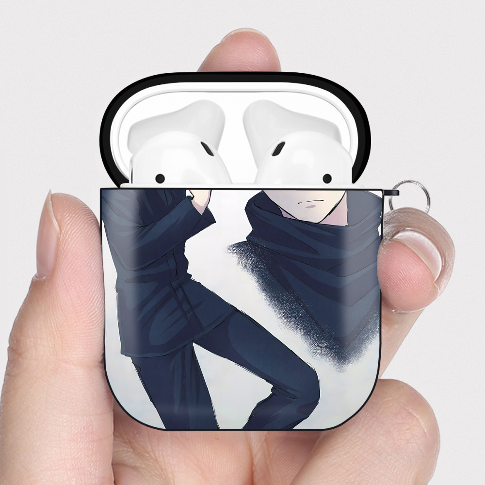 （画像用） 呪術廻戦 Jujutsu Kaisen AirPods 第2世代保護ケース ハードシェル ブラック 耐衝撃・防指紋・カラビナ付き