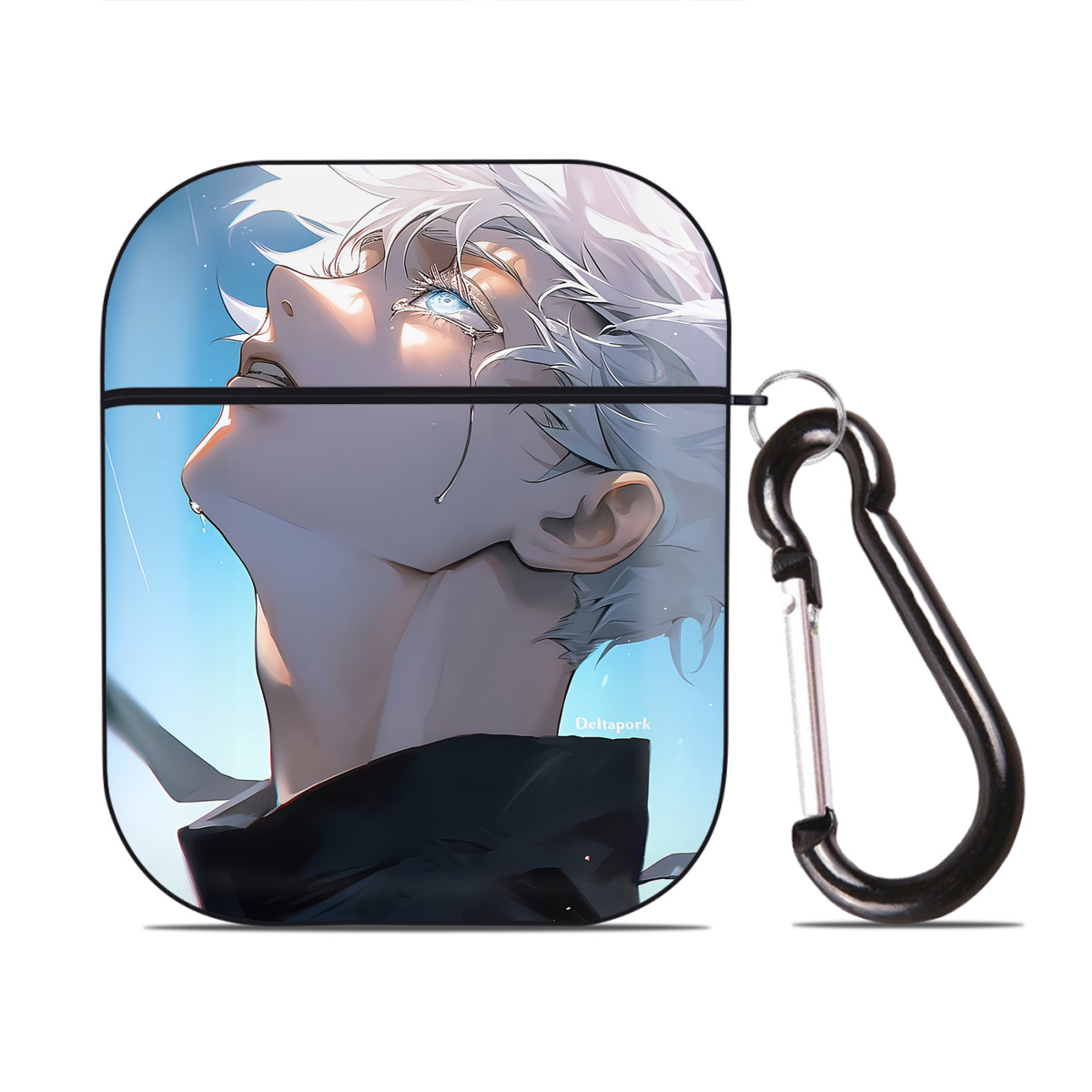 （画像用） 呪術廻戦 Jujutsu Kaisen AirPods 第2世代保護ケース ハードシェル ブラック 耐衝撃・防指紋・カラビナ付き