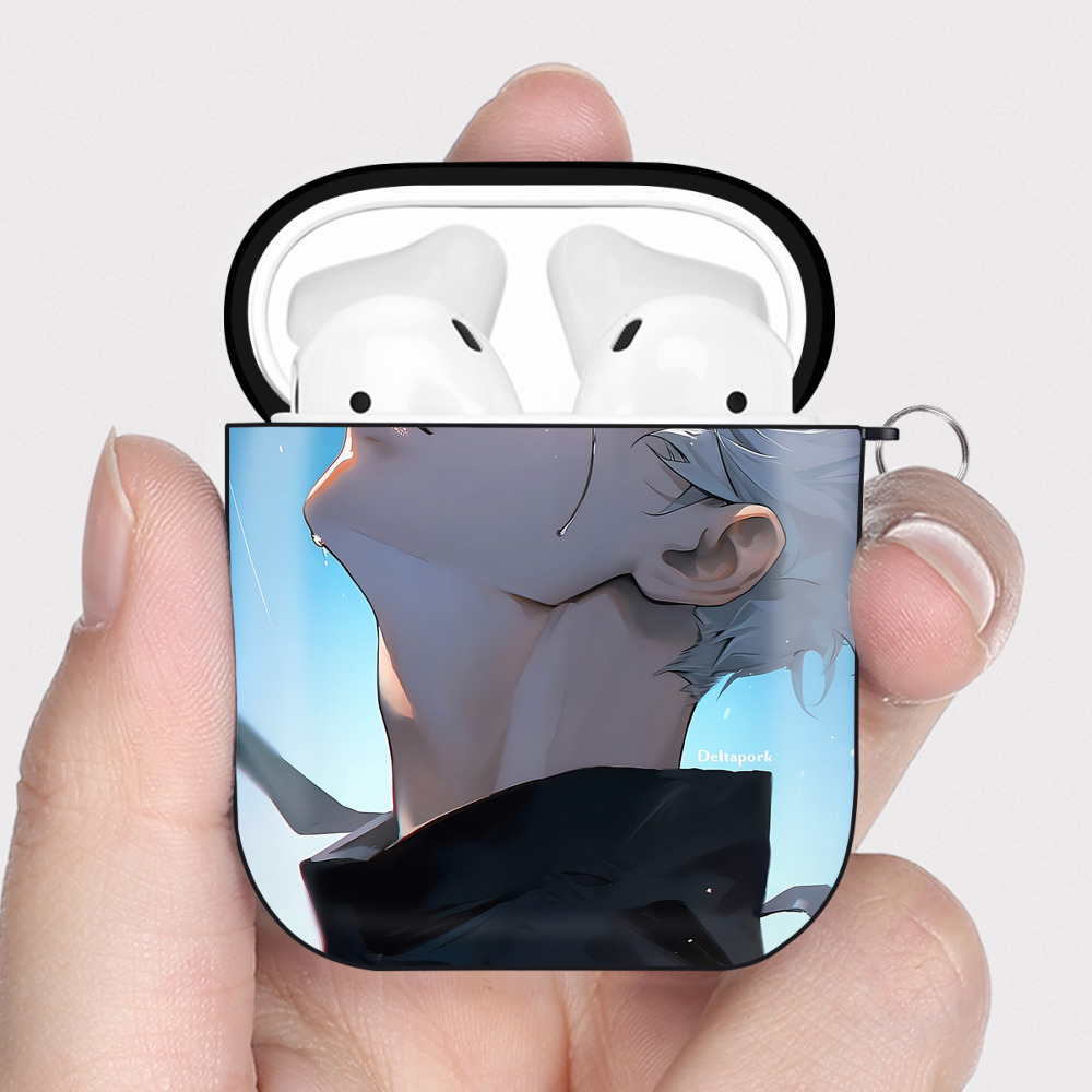 （画像用） 呪術廻戦 Jujutsu Kaisen AirPods 第2世代保護ケース ハードシェル ブラック 耐衝撃・防指紋・カラビナ付き