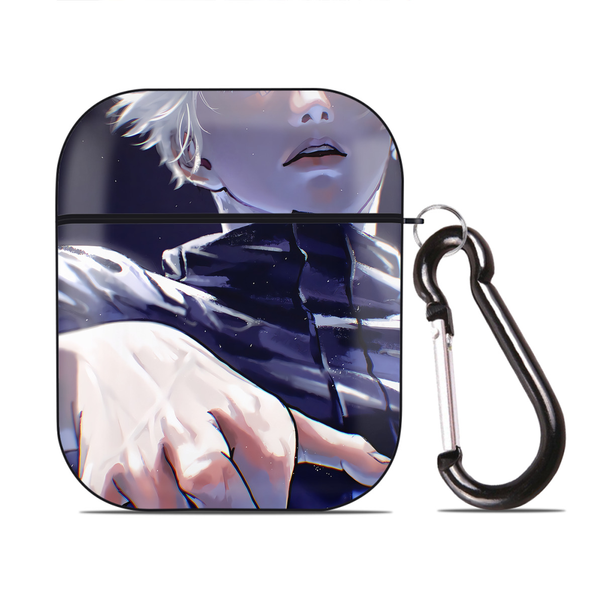 （画像用） 呪術廻戦 Jujutsu Kaisen AirPods 第2世代保護ケース ハードシェル ブラック 耐衝撃・防指紋・カラビナ付き
