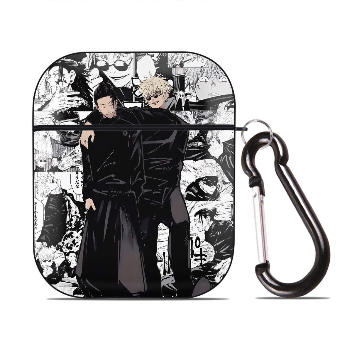 （画像用） 呪術廻戦 Jujutsu Kaisen AirPods 第2世代保護ケース ハードシェル ブラック 耐衝撃・防指紋・カラビナ付き