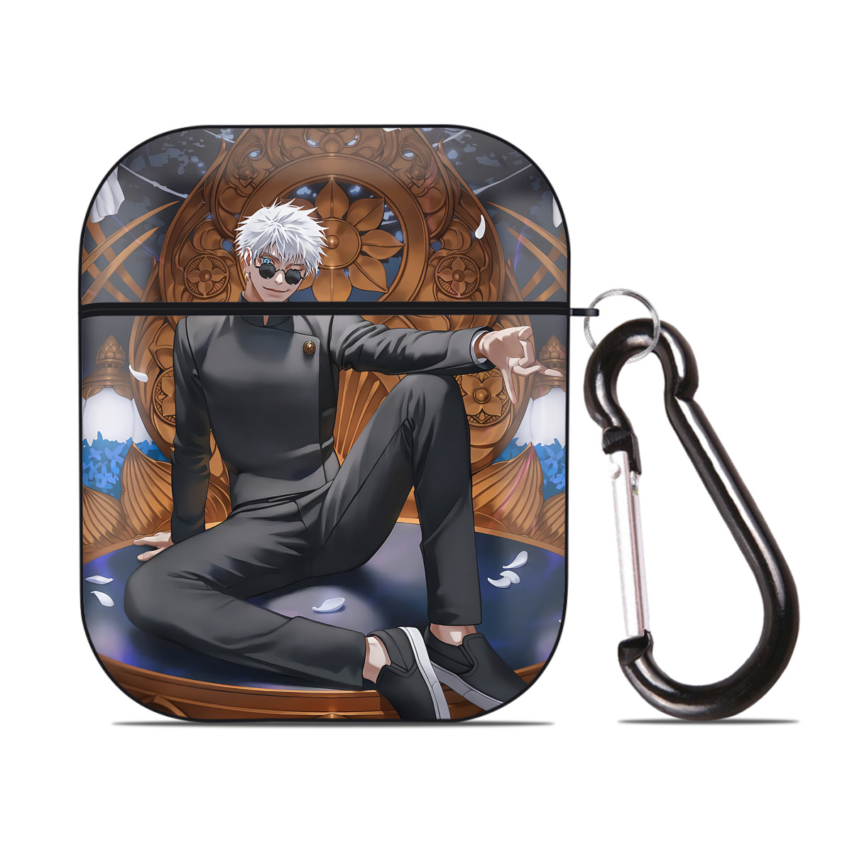 （画像用） 呪術廻戦 Jujutsu Kaisen AirPods 第2世代保護ケース ハードシェル ブラック 耐衝撃・防指紋・カラビナ付き