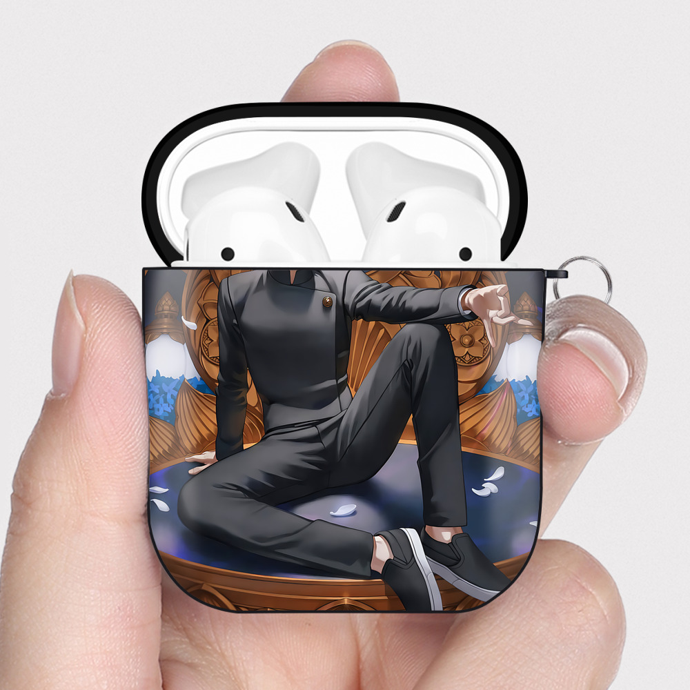 （画像用） 呪術廻戦 Jujutsu Kaisen AirPods 第2世代保護ケース ハードシェル ブラック 耐衝撃・防指紋・カラビナ付き