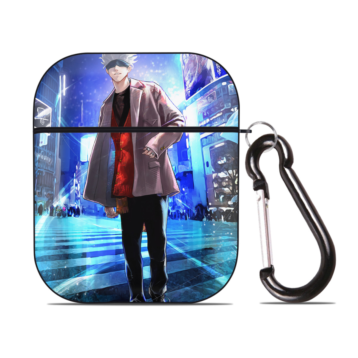 （画像用） 呪術廻戦 Jujutsu Kaisen AirPods 第2世代保護ケース ハードシェル ブラック 耐衝撃・防指紋・カラビナ付き