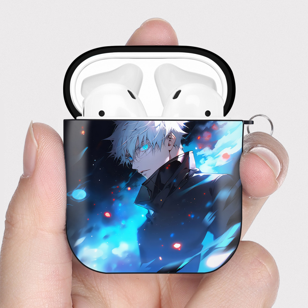 （画像用） 呪術廻戦 Jujutsu Kaisen AirPods 第2世代保護ケース ハードシェル ブラック 耐衝撃・防指紋・カラビナ付き