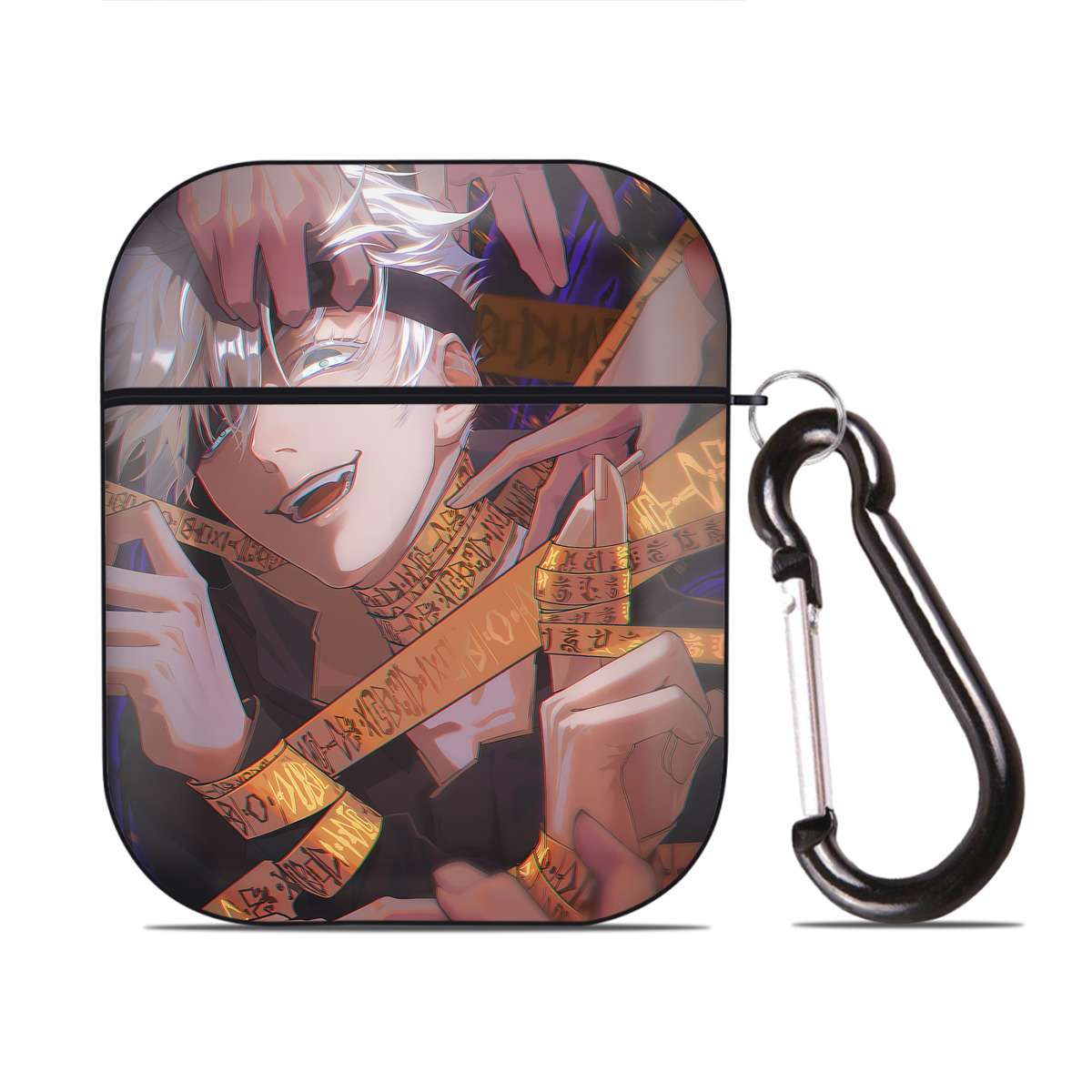 （画像用） 呪術廻戦 Jujutsu Kaisen AirPods 第2世代保護ケース ハードシェル ブラック 耐衝撃・防指紋・カラビナ付き