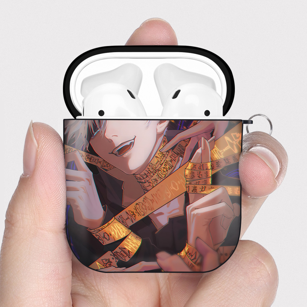 （画像用） 呪術廻戦 Jujutsu Kaisen AirPods 第2世代保護ケース ハードシェル ブラック 耐衝撃・防指紋・カラビナ付き