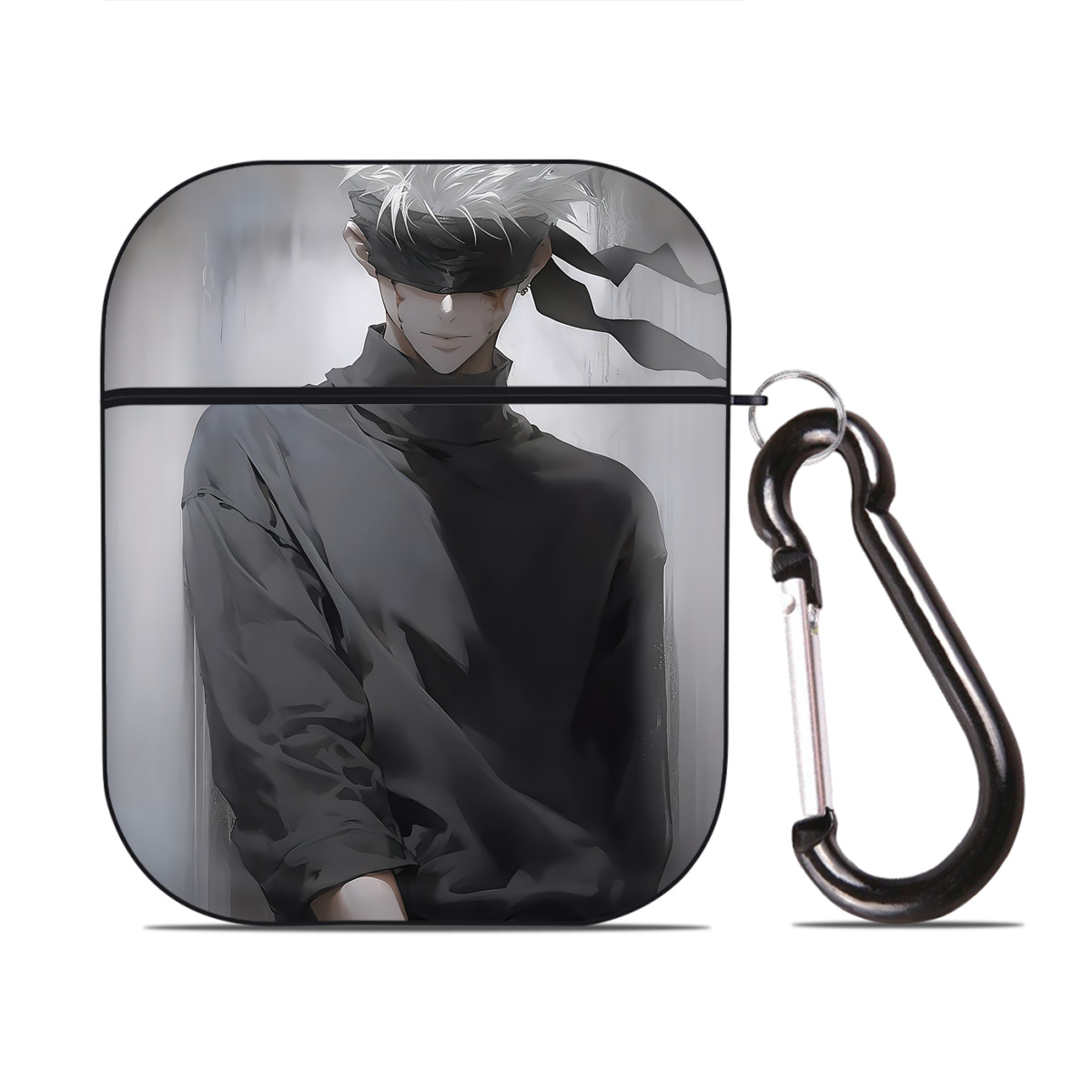 （画像用） 呪術廻戦 Jujutsu Kaisen AirPods 第2世代保護ケース ハードシェル ブラック 耐衝撃・防指紋・カラビナ付き