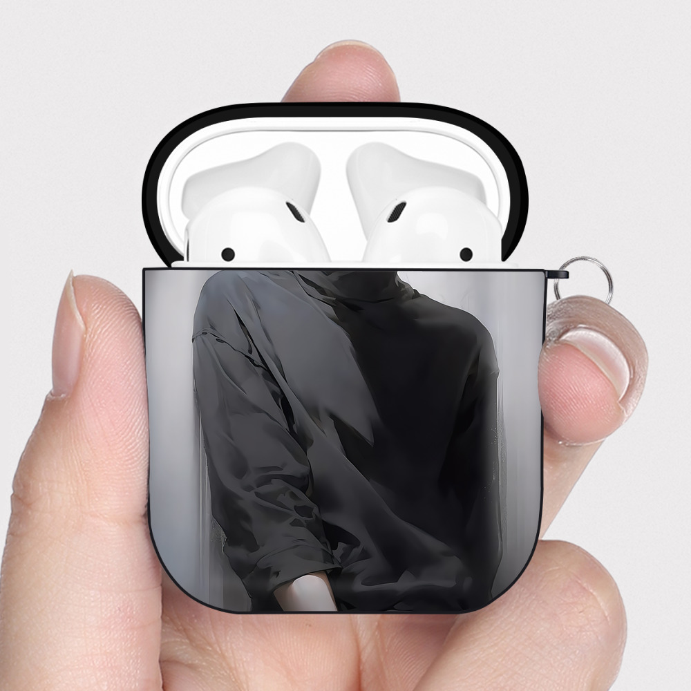 （画像用） 呪術廻戦 Jujutsu Kaisen AirPods 第2世代保護ケース ハードシェル ブラック 耐衝撃・防指紋・カラビナ付き