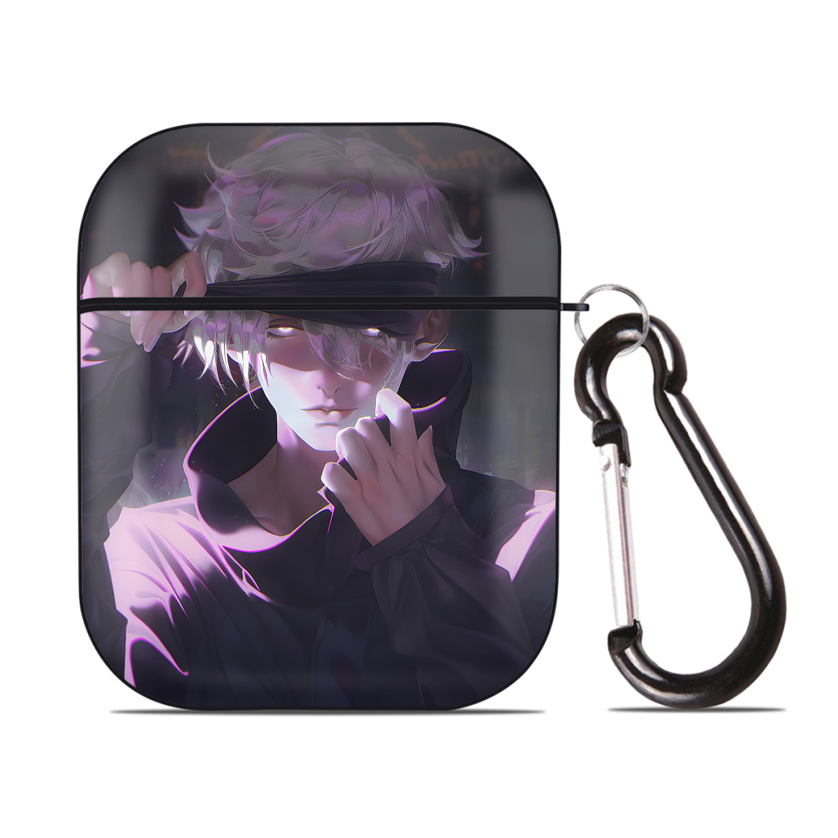 （画像用） 呪術廻戦 Jujutsu Kaisen AirPods 第2世代保護ケース ハードシェル ブラック 耐衝撃・防指紋・カラビナ付き