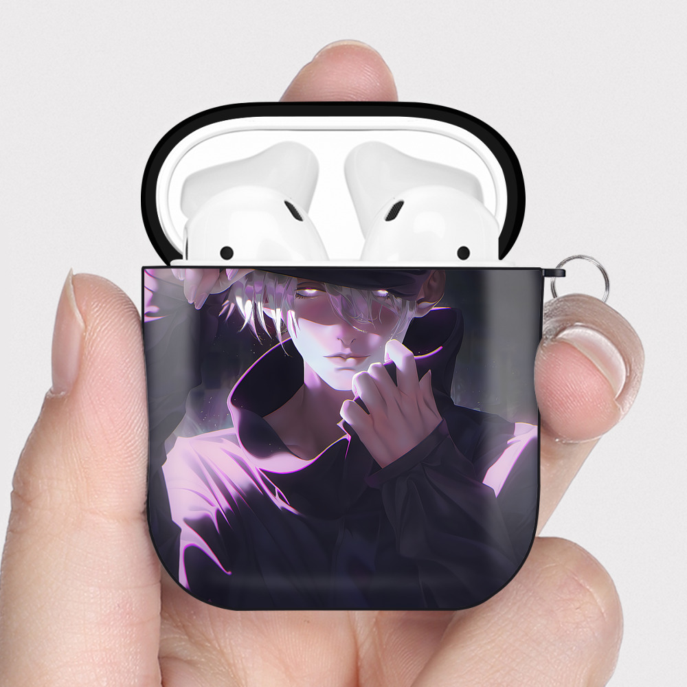 （画像用） 呪術廻戦 Jujutsu Kaisen AirPods 第2世代保護ケース ハードシェル ブラック 耐衝撃・防指紋・カラビナ付き