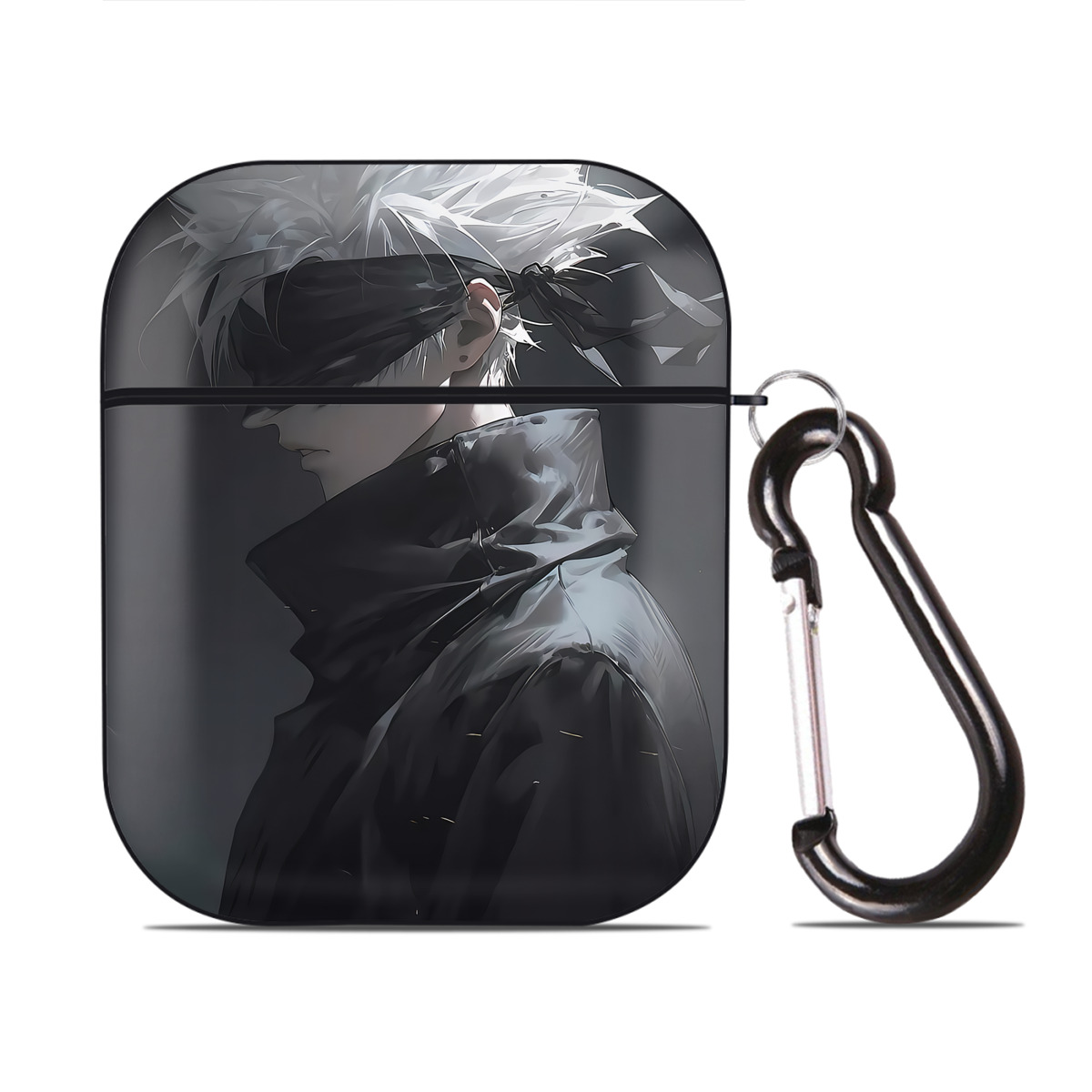 （画像用） 呪術廻戦 Jujutsu Kaisen AirPods 第2世代保護ケース ハードシェル ブラック 耐衝撃・防指紋・カラビナ付き