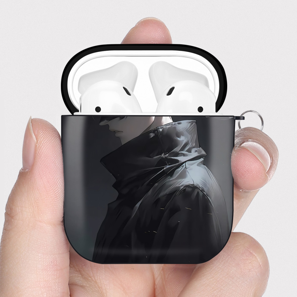 （画像用） 呪術廻戦 Jujutsu Kaisen AirPods 第2世代保護ケース ハードシェル ブラック 耐衝撃・防指紋・カラビナ付き