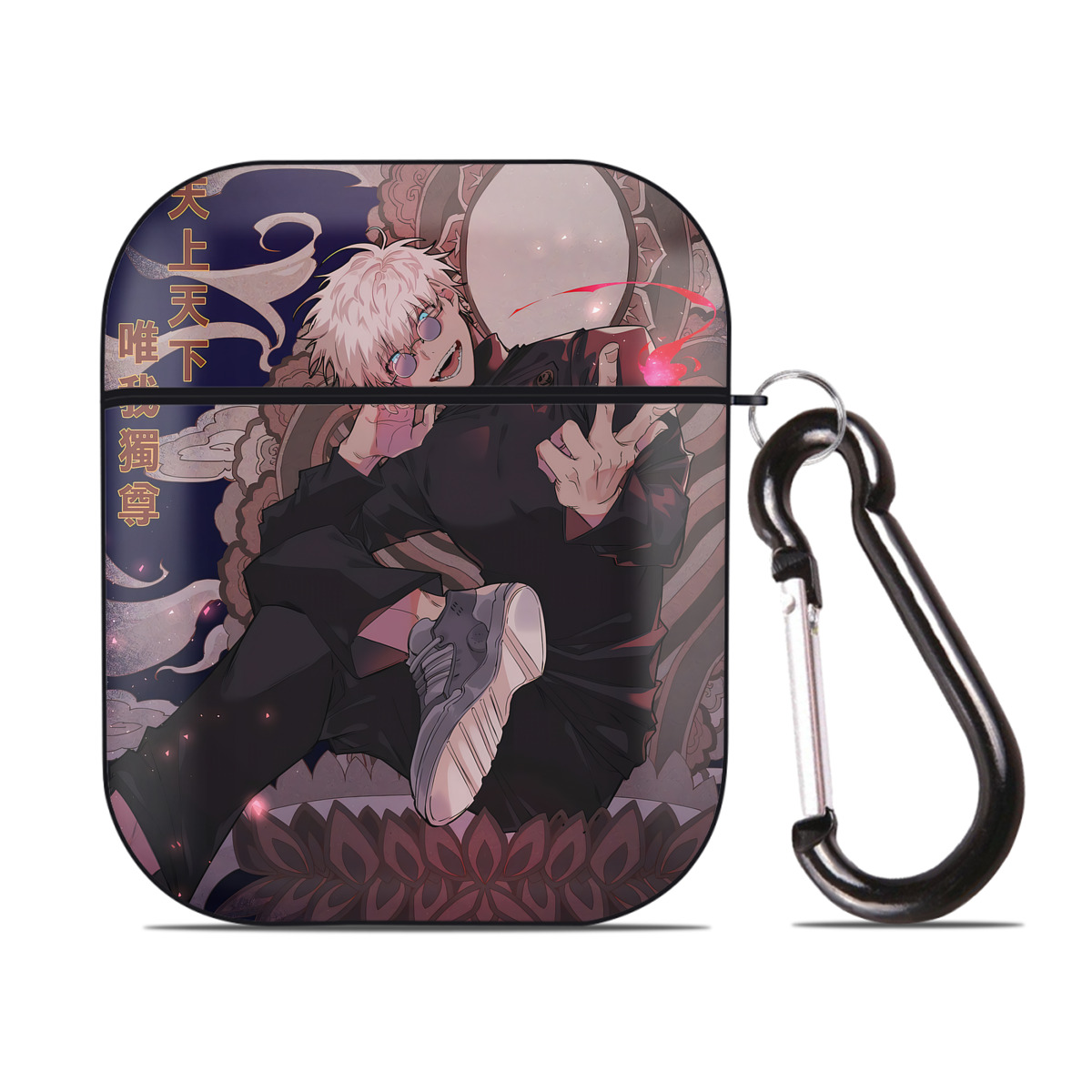 （画像用） 呪術廻戦 Jujutsu Kaisen AirPods 第2世代保護ケース ハードシェル ブラック 耐衝撃・防指紋・カラビナ付き