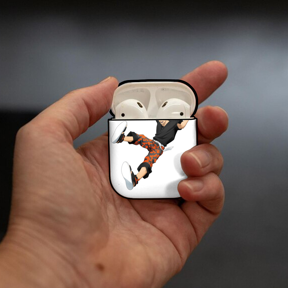 呪術廻戦 Jujutsu Kaisen AirPods 第2世代保護ケース ハードシェル ブラック 耐衝撃・防指紋・カラビナ付き