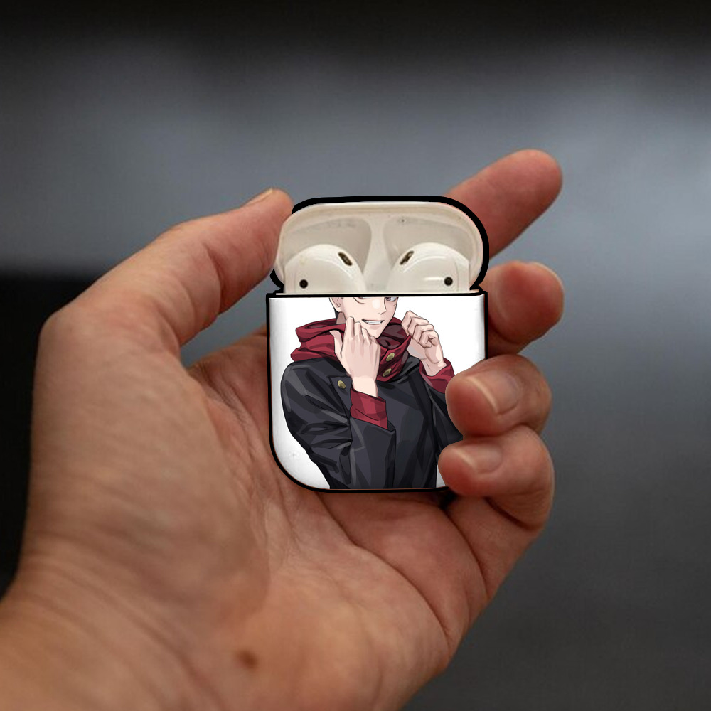 呪術廻戦 Jujutsu Kaisen AirPods 第2世代保護ケース ハードシェル ブラック 耐衝撃・防指紋・カラビナ付き