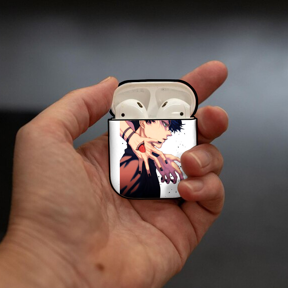 呪術廻戦 Jujutsu Kaisen AirPods 第2世代保護ケース ハードシェル ブラック 耐衝撃・防指紋・カラビナ付き
