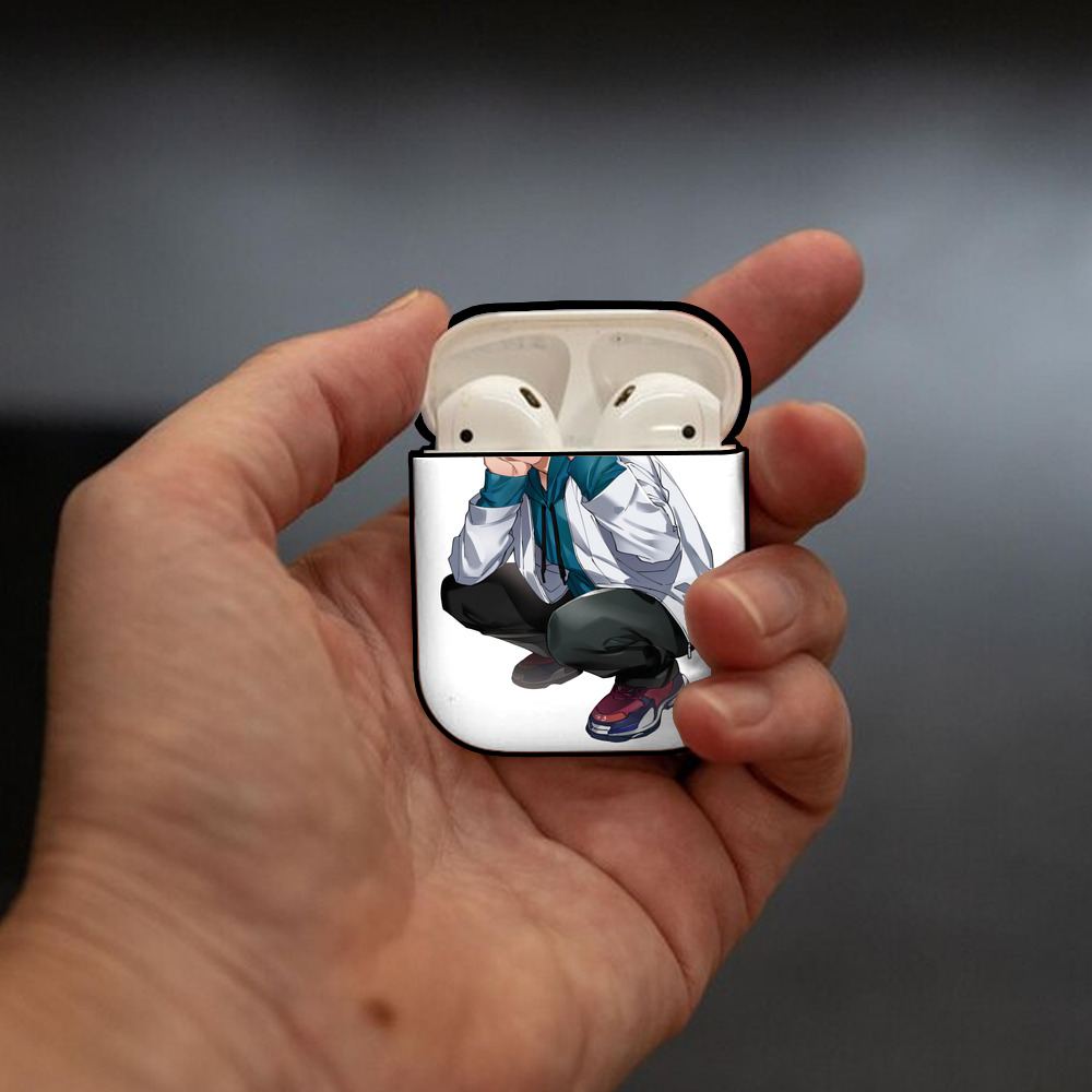 呪術廻戦 Jujutsu Kaisen AirPods 第2世代保護ケース ハードシェル ブラック 耐衝撃・防指紋・カラビナ付き
