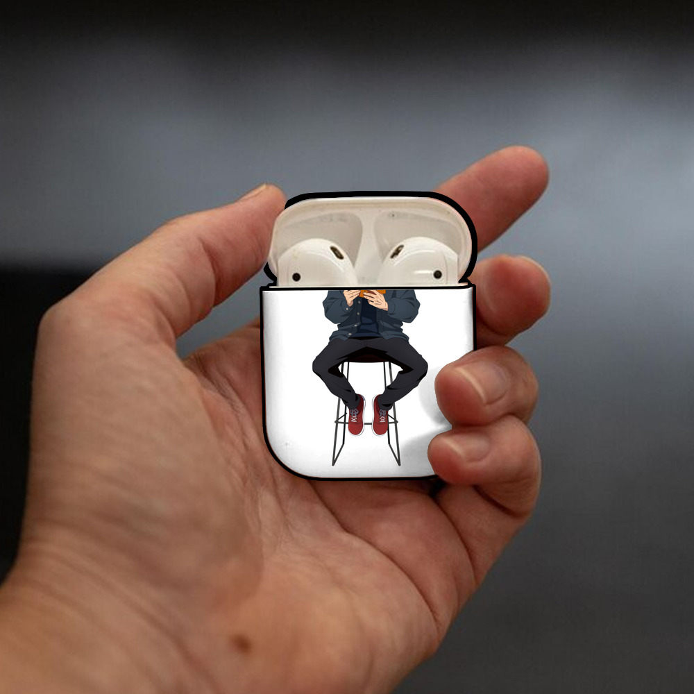 呪術廻戦 Jujutsu Kaisen AirPods 第2世代保護ケース ハードシェル ブラック 耐衝撃・防指紋・カラビナ付き
