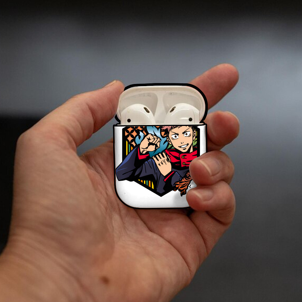 呪術廻戦 Jujutsu Kaisen AirPods 第2世代保護ケース ハードシェル ブラック 耐衝撃・防指紋・カラビナ付き