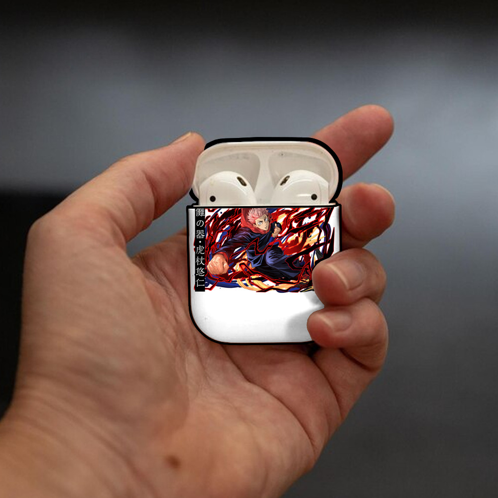 呪術廻戦 Jujutsu Kaisen AirPods 第2世代保護ケース ハードシェル ブラック 耐衝撃・防指紋・カラビナ付き