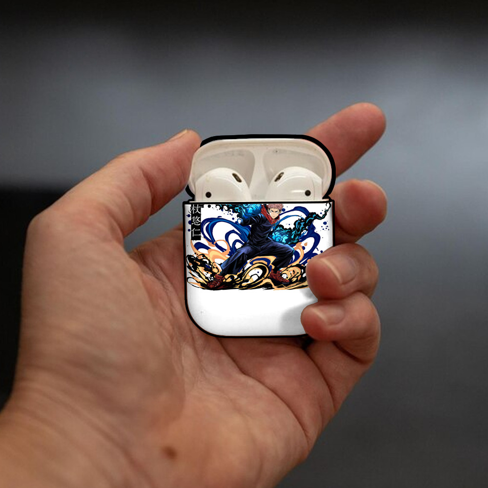 呪術廻戦 Jujutsu Kaisen AirPods 第2世代保護ケース ハードシェル ブラック 耐衝撃・防指紋・カラビナ付き
