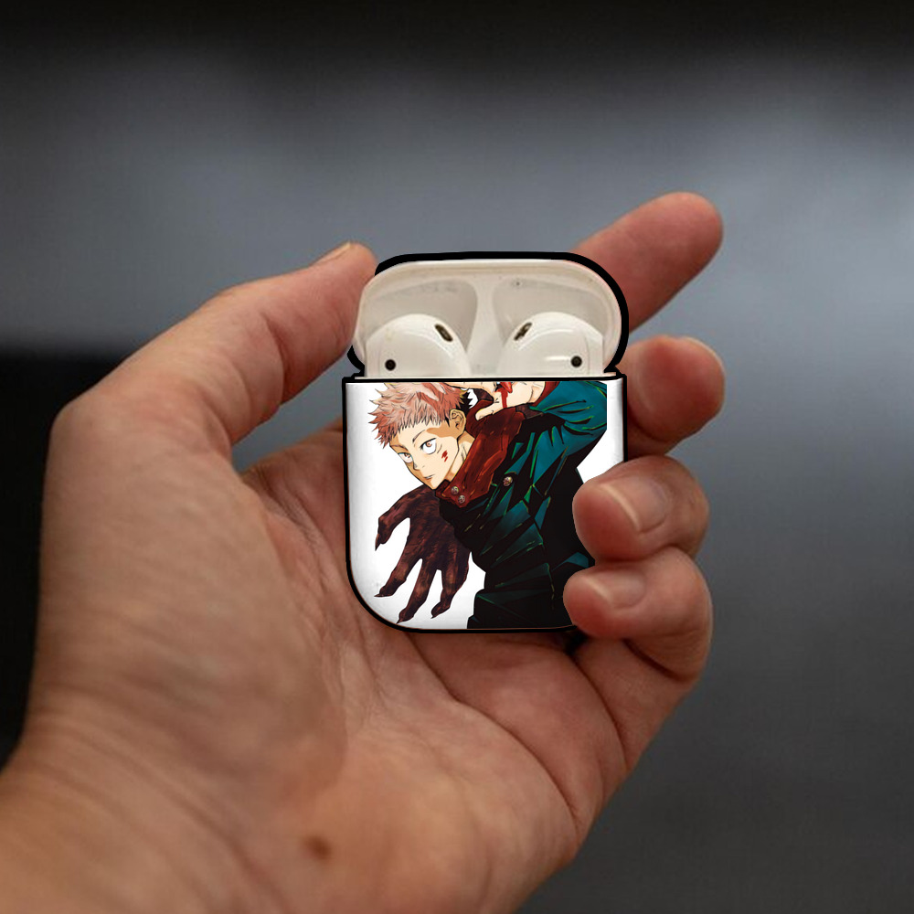 呪術廻戦 Jujutsu Kaisen AirPods 第2世代保護ケース ハードシェル ブラック 耐衝撃・防指紋・カラビナ付き
