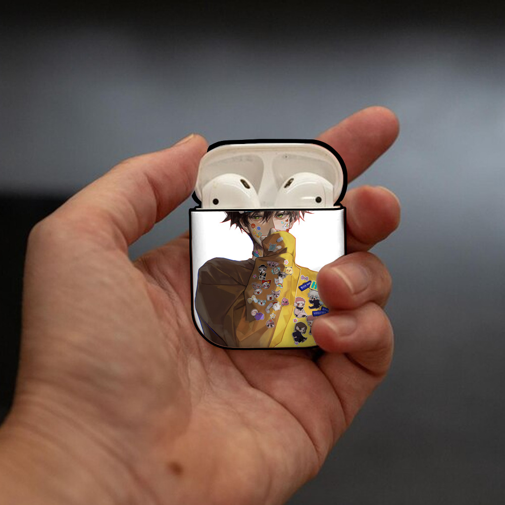 呪術廻戦 Jujutsu Kaisen AirPods 第2世代保護ケース ハードシェル ブラック 耐衝撃・防指紋・カラビナ付き