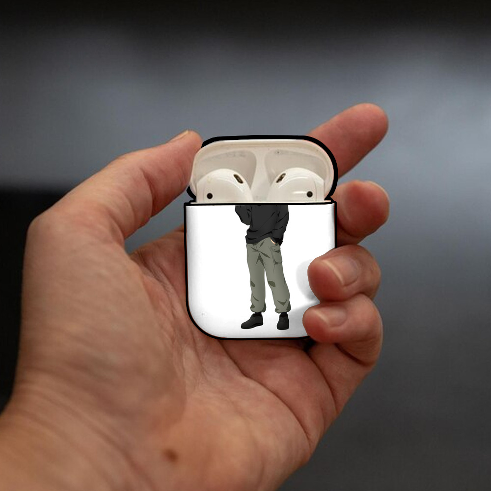呪術廻戦 Jujutsu Kaisen AirPods 第2世代保護ケース ハードシェル ブラック 耐衝撃・防指紋・カラビナ付き