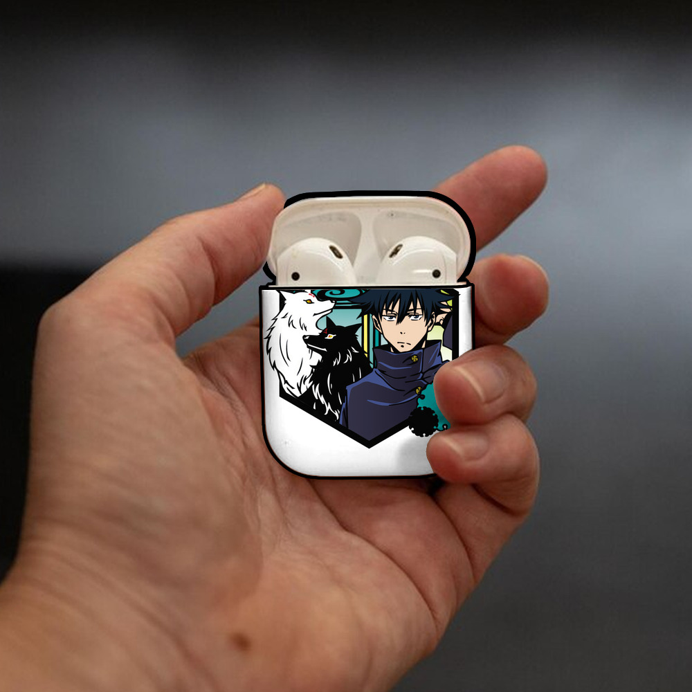 呪術廻戦 Jujutsu Kaisen AirPods 第2世代保護ケース ハードシェル ブラック 耐衝撃・防指紋・カラビナ付き