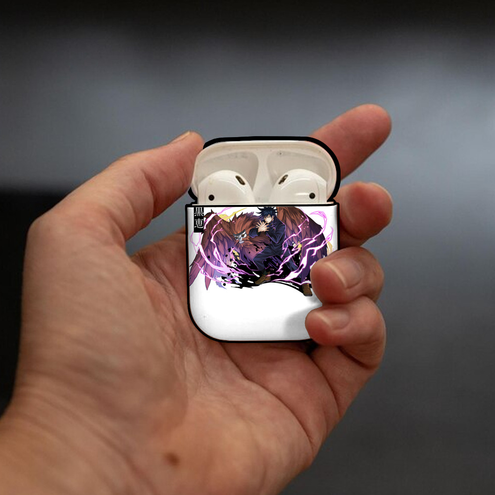 呪術廻戦 Jujutsu Kaisen AirPods 第2世代保護ケース ハードシェル ブラック 耐衝撃・防指紋・カラビナ付き