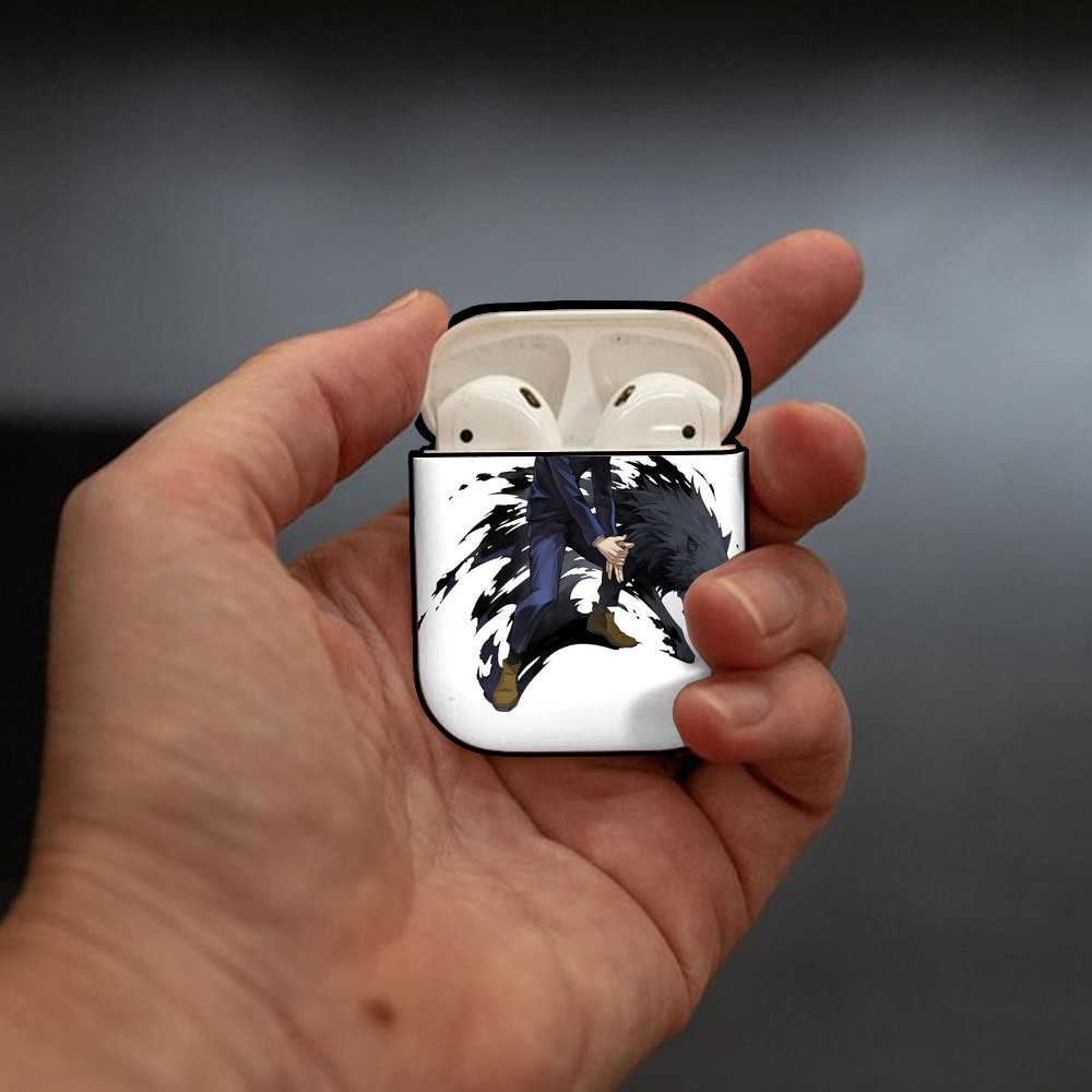 呪術廻戦 Jujutsu Kaisen AirPods 第2世代保護ケース ハードシェル ブラック 耐衝撃・防指紋・カラビナ付き