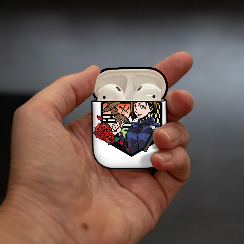 呪術廻戦 Jujutsu Kaisen AirPods 第2世代保護ケース ハードシェル ブラック 耐衝撃・防指紋・カラビナ付き