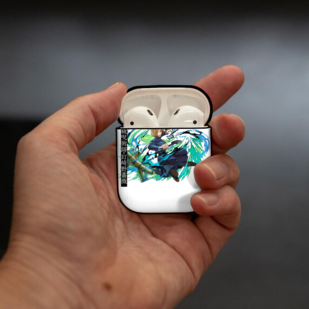 呪術廻戦 Jujutsu Kaisen AirPods 第2世代保護ケース ハードシェル ブラック 耐衝撃・防指紋・カラビナ付き