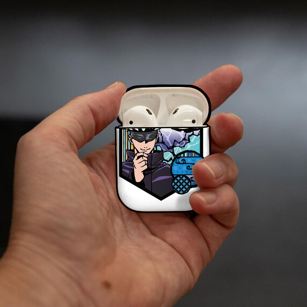 呪術廻戦 Jujutsu Kaisen AirPods 第2世代保護ケース ハードシェル ブラック 耐衝撃・防指紋・カラビナ付き