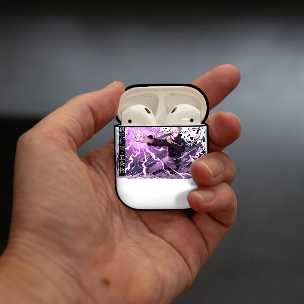 呪術廻戦 Jujutsu Kaisen AirPods 第2世代保護ケース ハードシェル ブラック 耐衝撃・防指紋・カラビナ付き