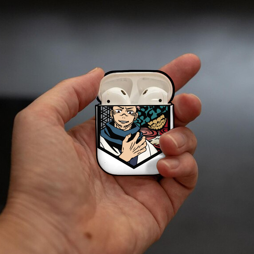 呪術廻戦 Jujutsu Kaisen AirPods 第2世代保護ケース ハードシェル ブラック 耐衝撃・防指紋・カラビナ付き