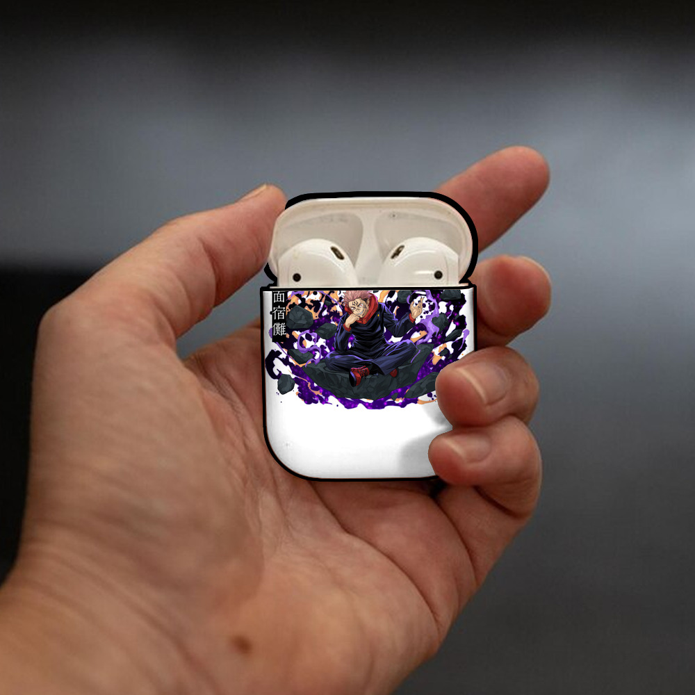呪術廻戦 Jujutsu Kaisen AirPods 第2世代保護ケース ハードシェル ブラック 耐衝撃・防指紋・カラビナ付き