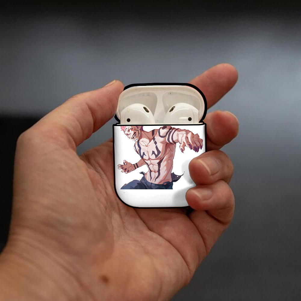 呪術廻戦 Jujutsu Kaisen AirPods 第2世代保護ケース ハードシェル ブラック 耐衝撃・防指紋・カラビナ付き