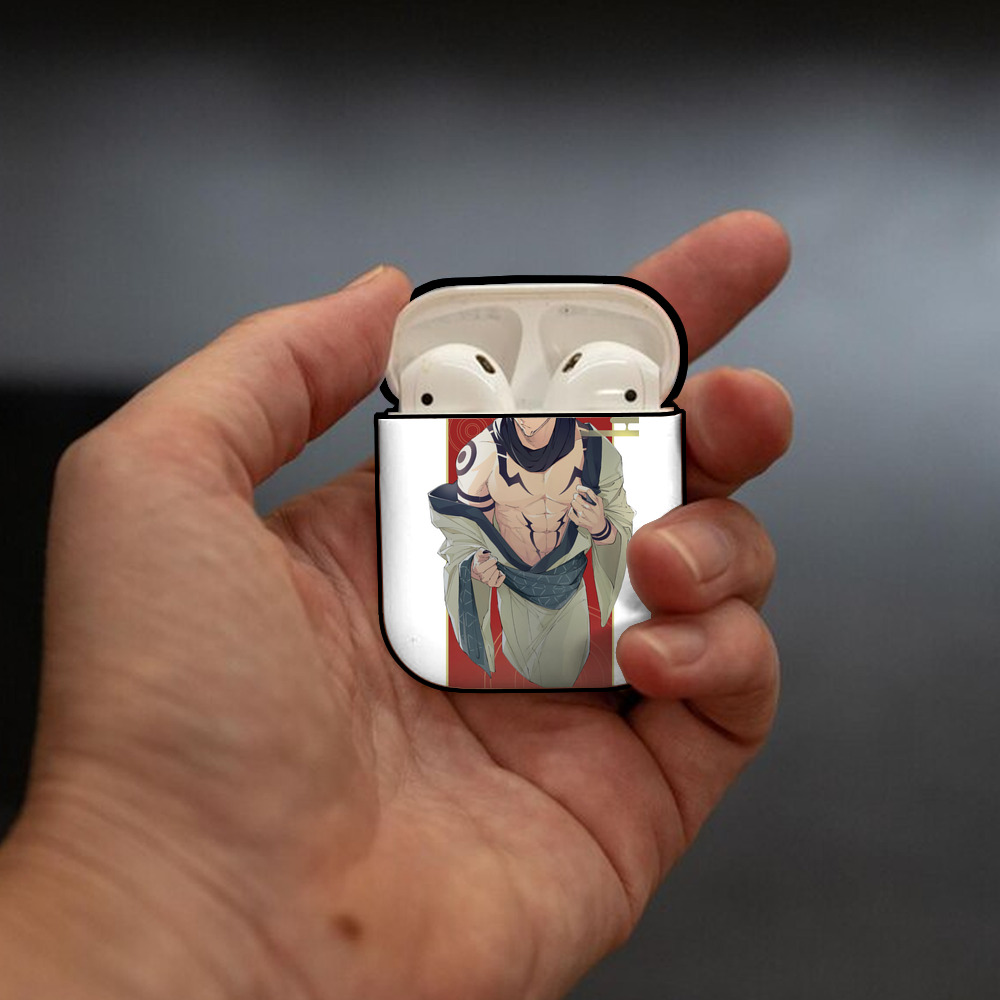 呪術廻戦 Jujutsu Kaisen AirPods 第2世代保護ケース ハードシェル ブラック 耐衝撃・防指紋・カラビナ付き