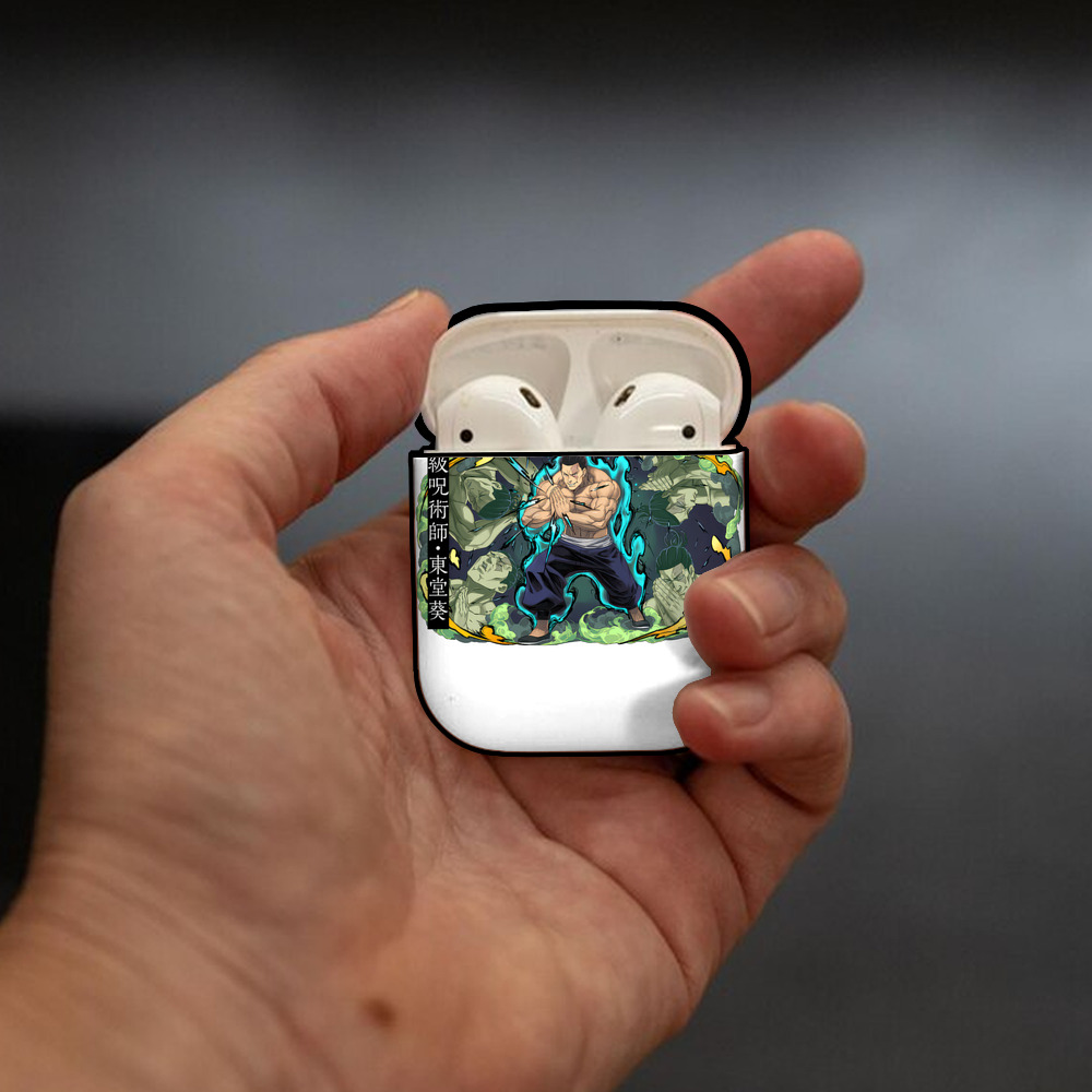 呪術廻戦 Jujutsu Kaisen AirPods 第2世代保護ケース ハードシェル ブラック 耐衝撃・防指紋・カラビナ付き