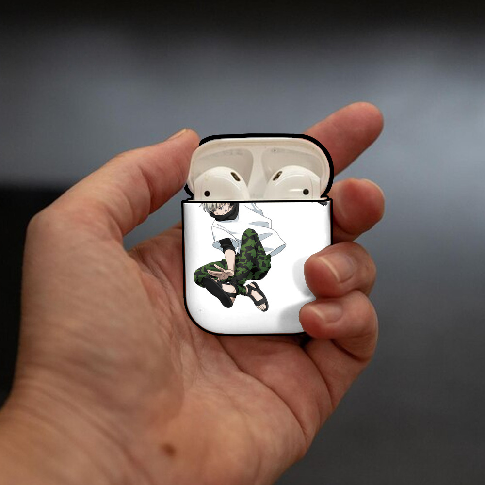 呪術廻戦 Jujutsu Kaisen AirPods 第2世代保護ケース ハードシェル ブラック 耐衝撃・防指紋・カラビナ付き