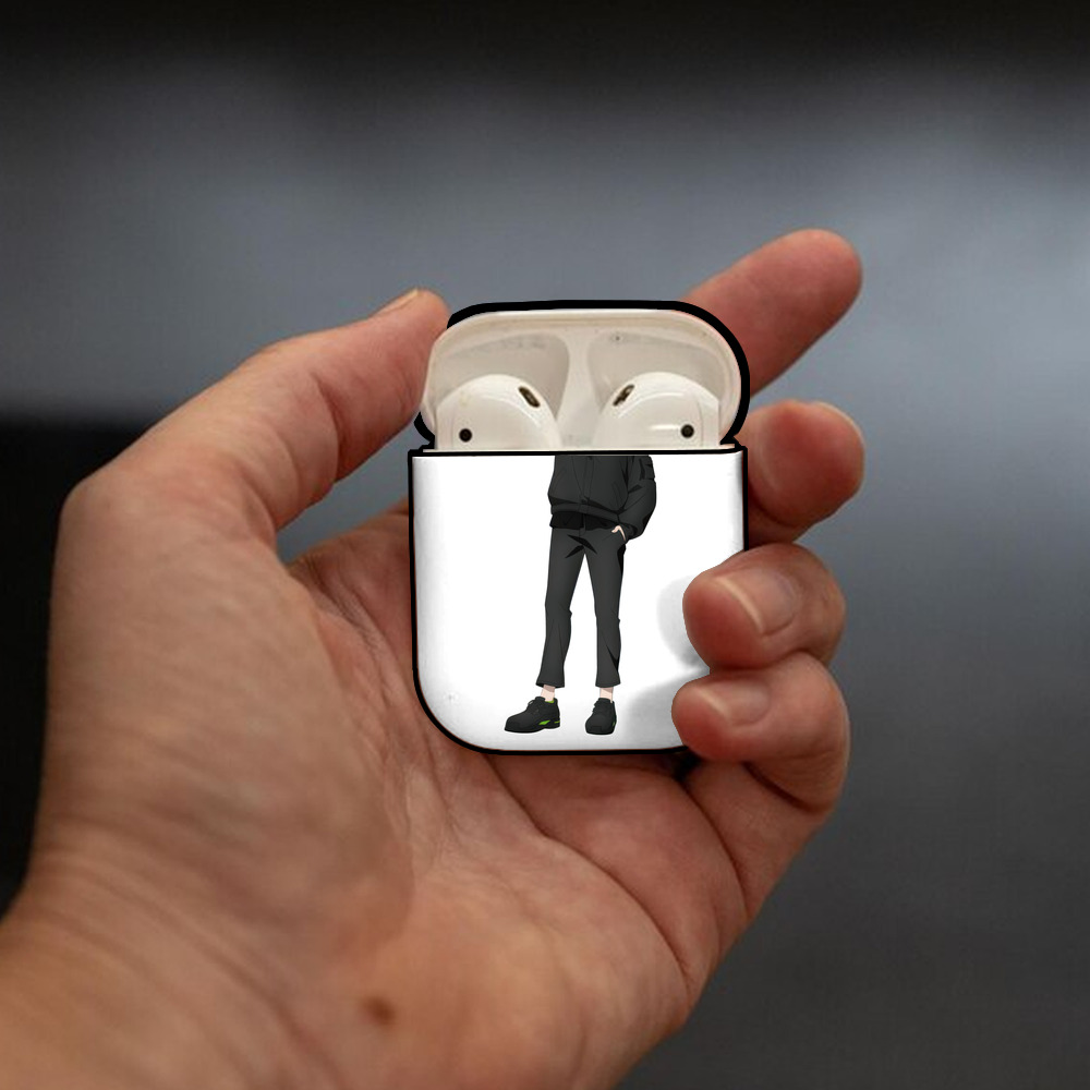 呪術廻戦 Jujutsu Kaisen AirPods 第2世代保護ケース ハードシェル ブラック 耐衝撃・防指紋・カラビナ付き