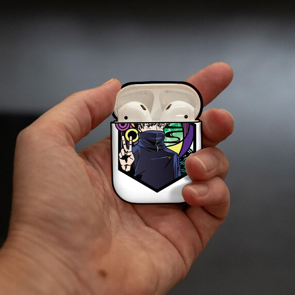 呪術廻戦 Jujutsu Kaisen AirPods 第2世代保護ケース ハードシェル ブラック 耐衝撃・防指紋・カラビナ付き
