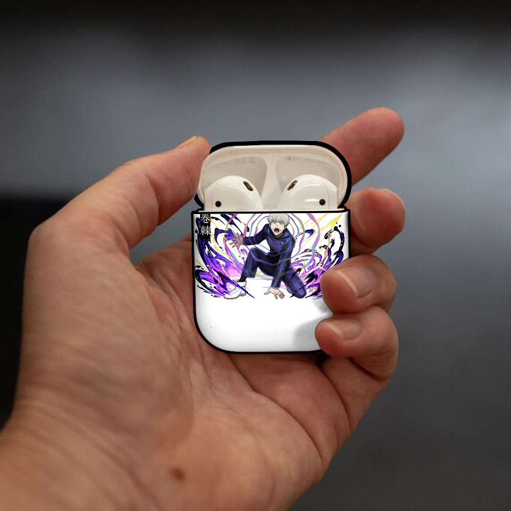 呪術廻戦 Jujutsu Kaisen AirPods 第2世代保護ケース ハードシェル ブラック 耐衝撃・防指紋・カラビナ付き