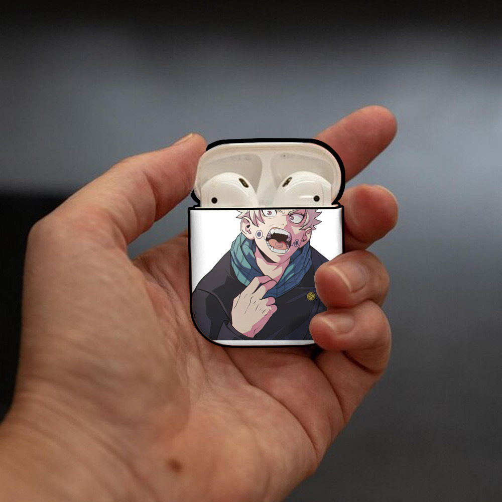 呪術廻戦 Jujutsu Kaisen AirPods 第2世代保護ケース ハードシェル ブラック 耐衝撃・防指紋・カラビナ付き